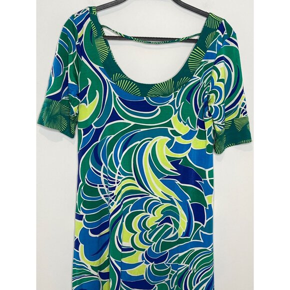 Lucidez Women’s XS (2) Green Blue Boho Shift Mini Dress - Picture 2 of 12